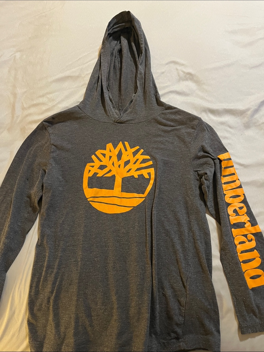 Timberland Kids Charcoal Hooded Tee with Orange Tree Logo